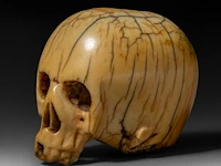 A japanese ivory netsuke of a skull, edo period (18th/19thc), h 3,7 cm - w 4,5 cm - d 3,4 cm - 51g (+) - afbeelding 2 van  7