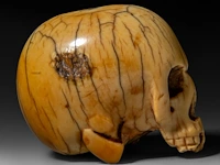 A japanese ivory netsuke of a skull, edo period (18th/19thc), h 3,7 cm - w 4,5 cm - d 3,4 cm - 51g (+) - afbeelding 5 van  7