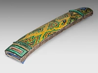 A japanese ko-kutani style ware miniature koto (zither music instrument), meiji period (1868 - 1912), l 46 cm