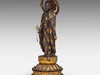 A japanese lacquered figure of jizo, bodhisattva of the earth store (ksitigarbha), late edo, total h 48,5 cm - afbeelding 2 van  8