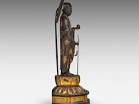 A japanese lacquered figure of jizo, bodhisattva of the earth store (ksitigarbha), late edo, total h 48,5 cm - afbeelding 5 van  8