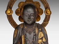 A japanese lacquered figure of jizo, bodhisattva of the earth store (ksitigarbha), late edo, total h 48,5 cm - afbeelding 7 van  8