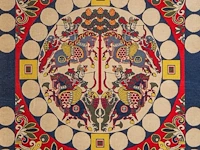 A japanese painting, colour on paper, 'reishi (lingzhi mushroom)', framed 66 x 74,5 cm - a japanese nishijin-ori brocade, framed 76 x 87 cm - afbeelding 2 van  9