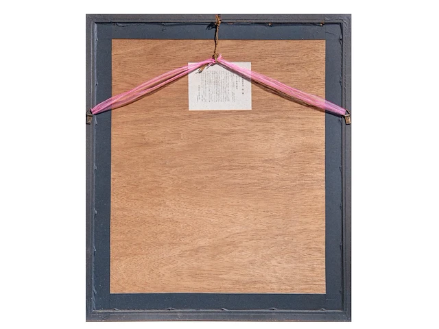 A japanese painting, colour on paper, 'reishi (lingzhi mushroom)', framed 66 x 74,5 cm - a japanese nishijin-ori brocade, framed 76 x 87 cm - afbeelding 4 van  9