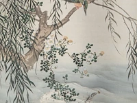 A japanese painting, 'kingfisher in a landscape', colour on paper, signed, meiji period, 56 x 146 cm - afbeelding 4 van  5
