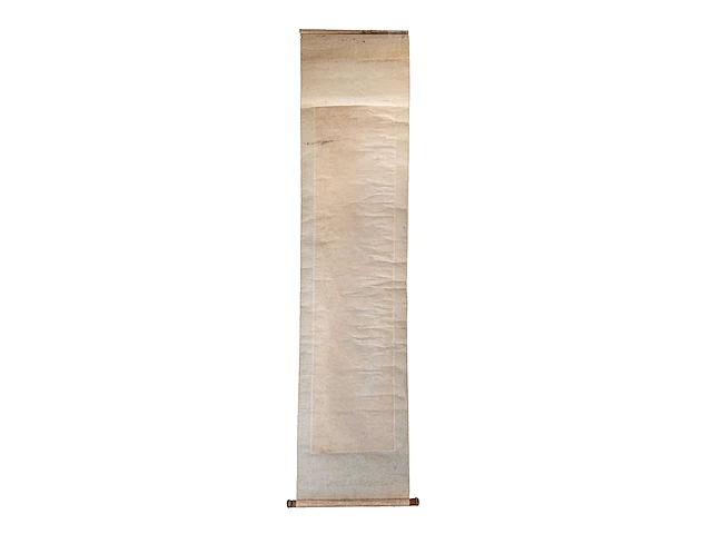 A japanese painting, 'mountainous landscape', with an illegible signature, edo period, 33,8 x 137 cm - afbeelding 3 van  5