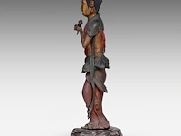 A japanese polychrome lacquered standing figure of sho kannon bosatsu, late meiji, total h 53 cm - fitted in a zushi portable shrine, h 57,5 - 22 x 21 cm - afbeelding 8 van  13