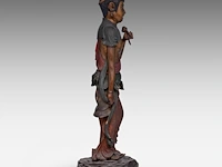A japanese polychrome lacquered standing figure of sho kannon bosatsu, late meiji, total h 53 cm - fitted in a zushi portable shrine, h 57,5 - 22 x 21 cm - afbeelding 10 van  13