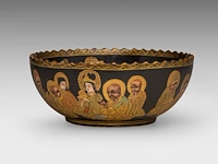 A japanese satsuma ware 'rakan / 500 arhats' bowl, late meiji, h 7,5 - ø 18 cm - afbeelding 4 van  6