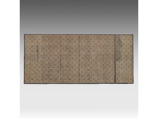 A japanese six-panel byobu folding screen, 'iris and peonies', colour on gold leaf, meiji period (19thc), 172,5 x 379,5 cm - afbeelding 3 van  7