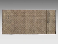 A japanese six-panel byobu folding screen, 'iris and peonies', colour on gold leaf, meiji period (19thc), 172,5 x 379,5 cm - afbeelding 3 van  7