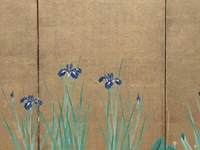 A japanese six-panel byobu folding screen, 'iris and peonies', colour on gold leaf, meiji period (19thc), 172,5 x 379,5 cm - afbeelding 5 van  7