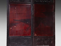 A japanese two-panel lacquered screen with shibayama inlay of bone and mother-of-pearl, depicting birds among branches, meiji period (1868-1912), h 183 cm - w 85 cm (closed) - afbeelding 2 van  6