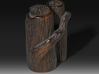 A japanese wooden okimono of timber logs, meiji, l 4 cm - afbeelding 2 van  5