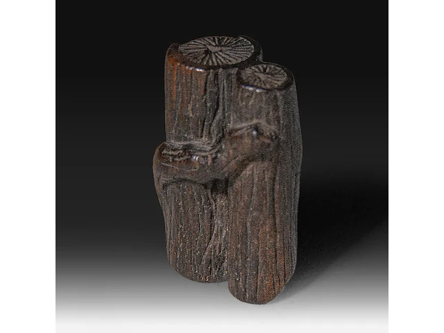 A japanese wooden okimono of timber logs, meiji, l 4 cm - afbeelding 5 van  5