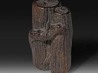 A japanese wooden okimono of timber logs, meiji, l 4 cm - afbeelding 5 van  5