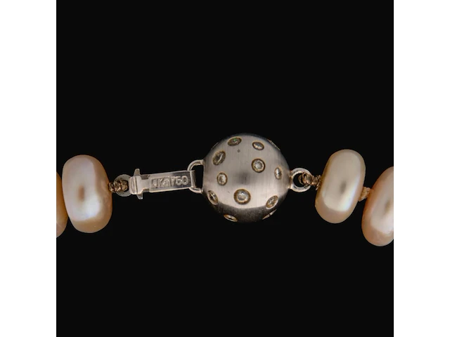 A jka köhle pastel irregular-shaped pearl necklace, 14ct white gold and diamonds, l 81 cm - afbeelding 3 van  3