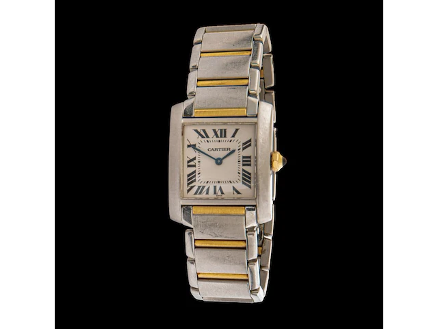 A ladies' cartier tank française, ref. 2301, stainless steel and 18ct yellow gold - afbeelding 1 van  5