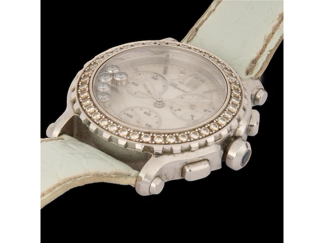 A ladies' chopard happy sport chronograph, ref. 8499, stainless steel with diamond bezel and five floating diamonds - afbeelding 9 van  14