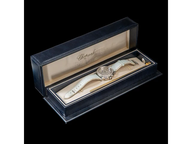 A ladies' chopard happy sport chronograph, ref. 8499, stainless steel with diamond bezel and five floating diamonds - afbeelding 14 van  14