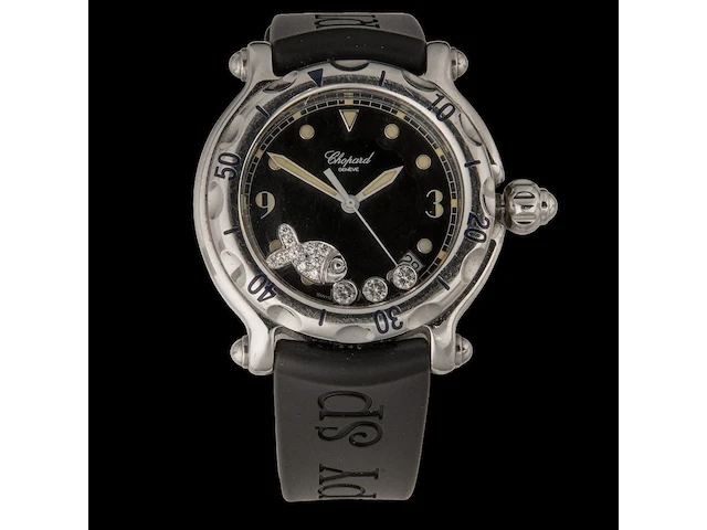 A ladies' chopard happy sport happy fish, ref. 8347, stainless steel with floating diamonds - afbeelding 5 van  23