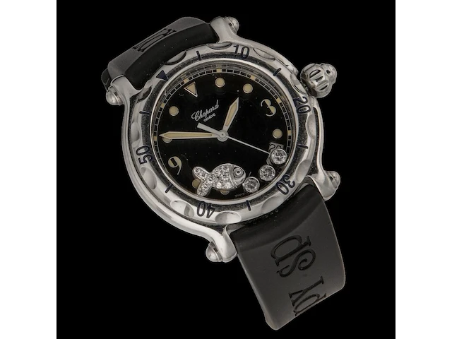 A ladies' chopard happy sport happy fish, ref. 8347, stainless steel with floating diamonds - afbeelding 6 van  23