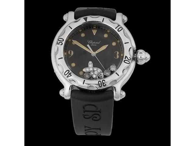 A ladies' chopard happy sport happy fish, ref. 8347, stainless steel with floating diamonds - afbeelding 11 van  23