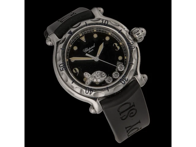 A ladies' chopard happy sport happy fish, ref. 8347, stainless steel with floating diamonds - afbeelding 12 van  23