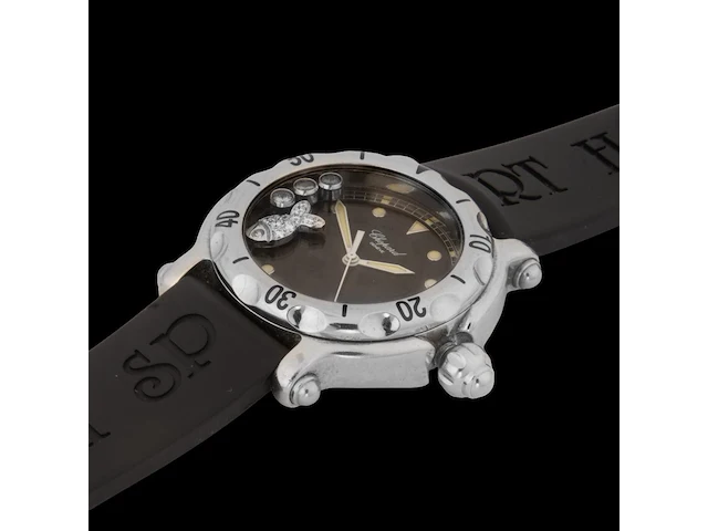 A ladies' chopard happy sport happy fish, ref. 8347, stainless steel with floating diamonds - afbeelding 17 van  23