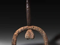 A large african tribal voodoo cult wooden phallus 94 x 78 cm. (37.00 x 30.71 in.)