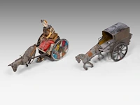 A large and interesting collection of vintage metal chariot toys, interwar period (15 pieces in total) - afbeelding 3 van  9