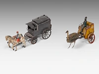A large and interesting collection of vintage metal chariot toys, interwar period (15 pieces in total) - afbeelding 4 van  9