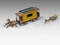 A large and interesting collection of vintage metal chariot toys, interwar period (15 pieces in total) - afbeelding 5 van  9
