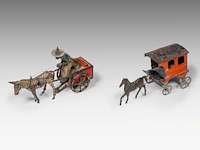 A large and interesting collection of vintage metal chariot toys, interwar period (15 pieces in total) - afbeelding 8 van  9