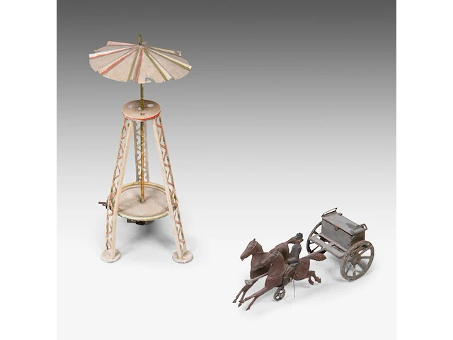 A large and interesting collection of vintage metal chariot toys, interwar period (15 pieces in total) - afbeelding 9 van  9