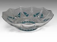 A large blue overlay and cut crystal coupe 15 x 51 cm. (5.91 x 20.07 in.) - afbeelding 5 van  5