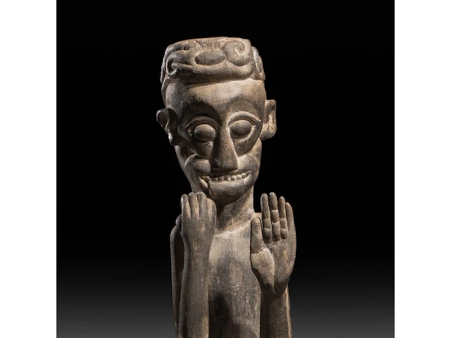 A large borneo hampagong tribal fertility sculpture in carved exotic hardwood 85 cm. (33.46 in.) - afbeelding 4 van  5