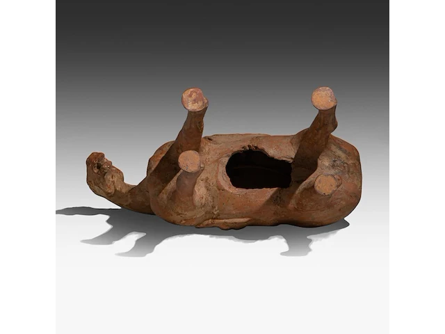 A large chinese pottery figure of a horse, tang dynasty, h 49,3 - l 44 cm (+) - afbeelding 3 van  11