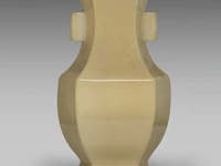 A large chinese yellow crackle-glazed hexagonal hu vase, with a qianlong mark, h 46 cm