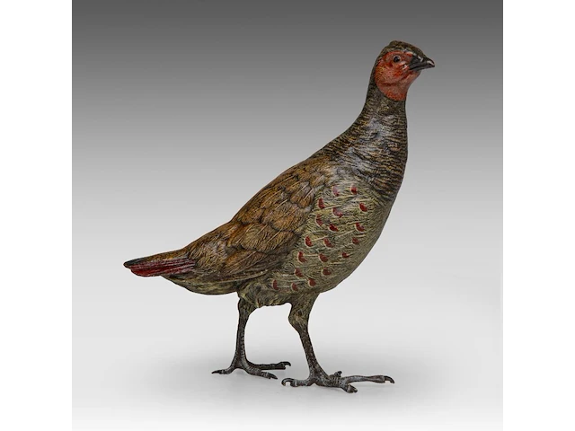 A large cold-painted vienna bronze partridge by franz xavier bergmann (1861-1936), ca. 1900 22 cm. (8.66 in.) - afbeelding 1 van  9