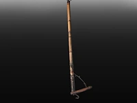 A large japanese phallic bamboo 'jizai kagi' (kettle hook), h 160 cm (total) - h 33 cm (the phallus)