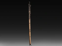 A large japanese phallic bamboo 'jizai kagi' (kettle hook), h 160 cm (total) - h 33 cm (the phallus) - afbeelding 2 van  5