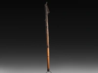 A large japanese phallic bamboo 'jizai kagi' (kettle hook), h 160 cm (total) - h 33 cm (the phallus) - afbeelding 3 van  5