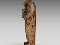 A large limewood sculpture of saint joseph carrying the young christ, 19thc 125 cm. (49.21 in.) - afbeelding 3 van  6