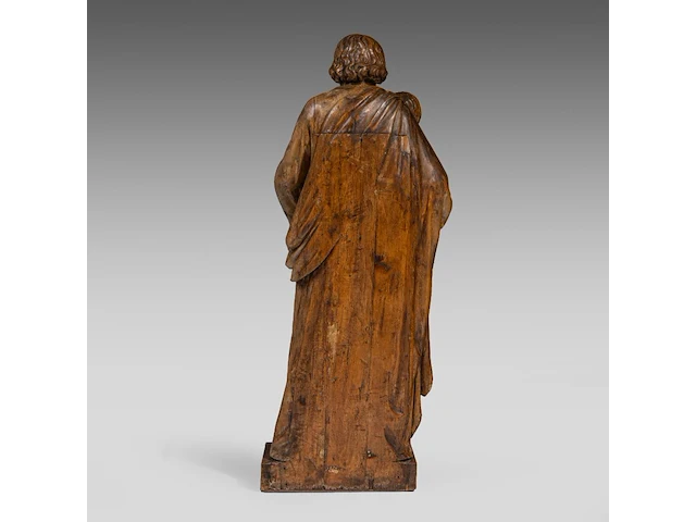 A large limewood sculpture of saint joseph carrying the young christ, 19thc 125 cm. (49.21 in.) - afbeelding 4 van  6
