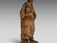 A large limewood sculpture of saint joseph carrying the young christ, 19thc 125 cm. (49.21 in.) - afbeelding 6 van  6