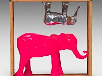 A large pink and aluminium resin elephant by zivo (1950) in a wooden frame, 2014 88 x 85 cm. (34.64 x 33.46 in.) - afbeelding 2 van  7