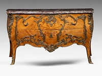 A large rococo-style gilt-bronze-mounted marquetry commode with a rouge royal marble top, late 19thc 109 x 189 x 134 cm. (42.90 x 74.40 x 52.75 in.) - afbeelding 2 van  6