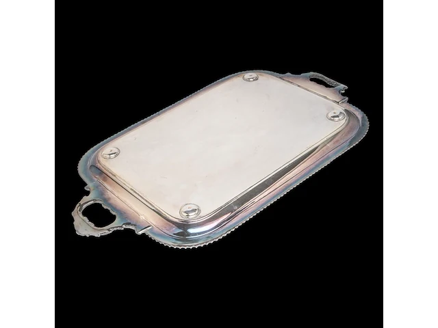 A large silver plate armorial cloche and warming tray, 'n'oubliez', elkington & co, total h 45 cm - afbeelding 8 van  26