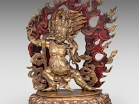 A large tibetan gilt bronze figure of vajrapani, 19thc, total h 32,5 cm - weight about 3816g